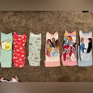 Girls Pajama Set Long Sleeve Long Pants Size 5/6 - Lot of 6 matching sets